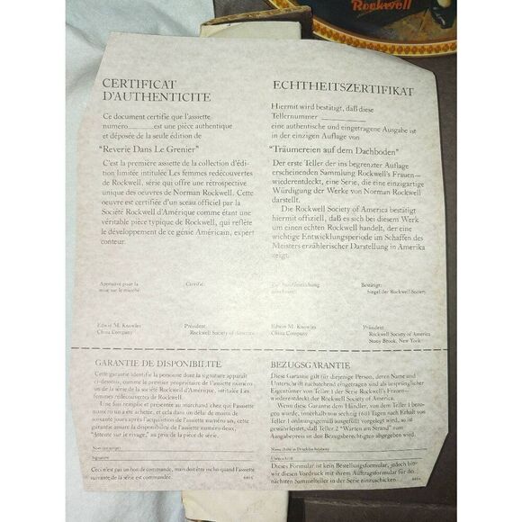 Norman Rockwell "Dreaming In The Attic" # 1018AG Bradford Collectible Plate - Picture 5 of 8